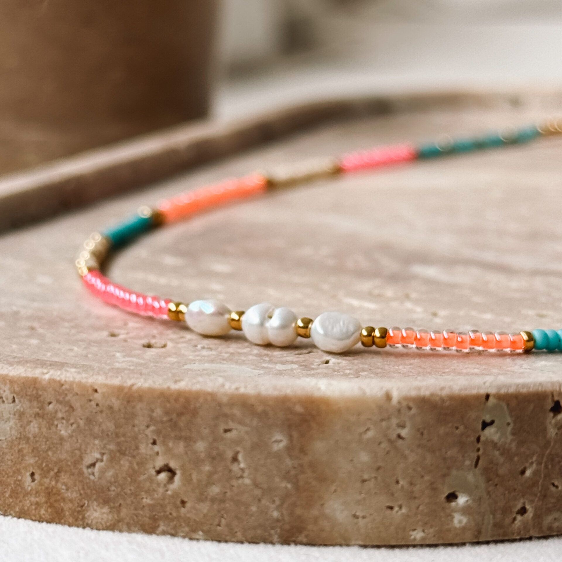 Perlen Kette Pink Lagoon aus Miyuki perlen